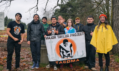 Tacoma MTP students and staff celebrate participating in the MFG cyclocross race